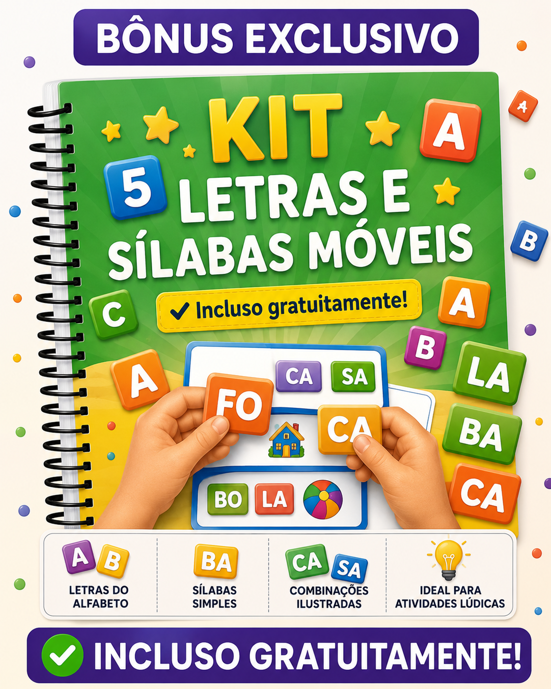 Kit 5 Letras e Sílabas Móveis
